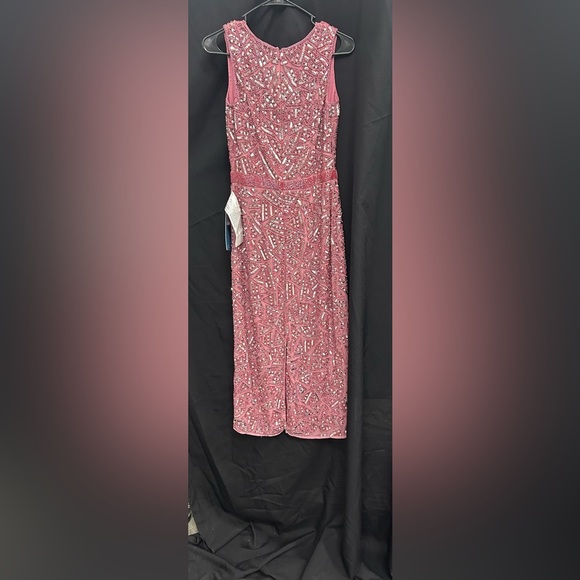 Mac Duggal 93550 NWT Pink Geometric Patterned Sequin Midi Dress - Picture 5 of 7